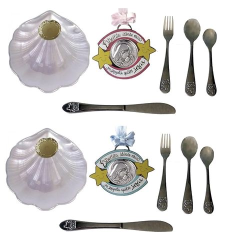 Metal Shell, cutlery and Virgin with Child